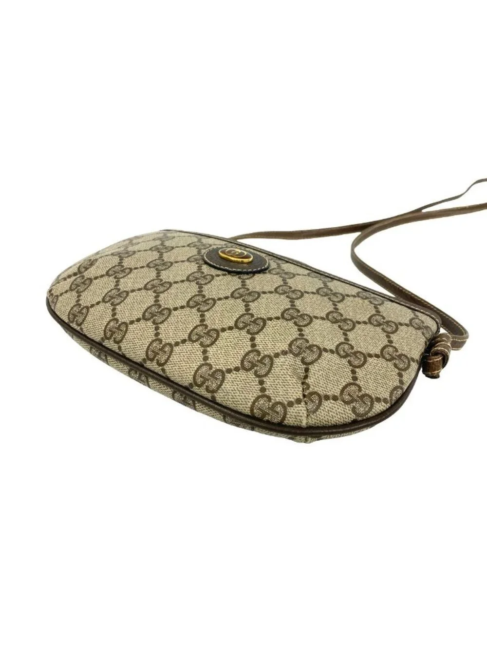 Gucci Vintage GG Logo Leather Mini Shoulder Bag Pochette Crossbody Brown